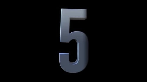 3D Metallic Number Five Rotating Reveal