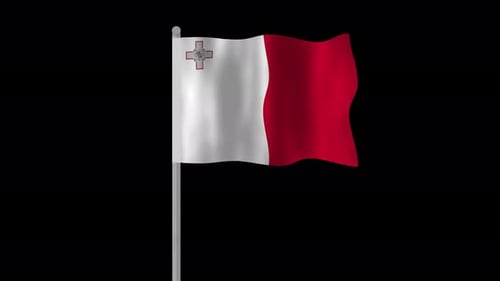 Malta Flag Waving Realistic Animation