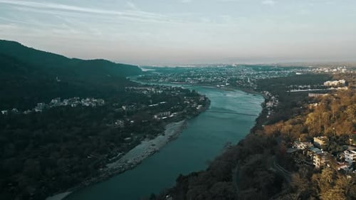 River Ganga Flowing Through Rishikesh, Uttarakhand