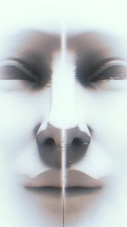 Abstract Mirrored Face Glitch Effect Background