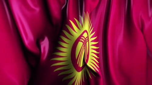 Realistic Kyrgyzstan Flag Waving in Slow Motion