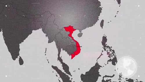 World Map Zoom and Highlight of Vietnam Animation