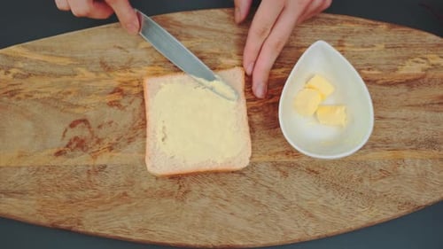 Butter Spread on Toast for Breakfast