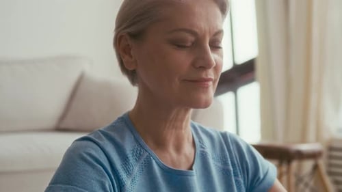Woman Exercising and Meditating