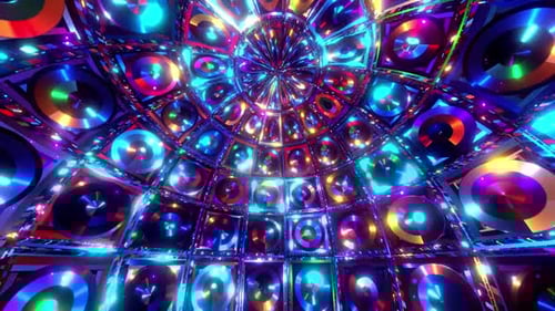 Vibrant Geometric Light Tunnel Animation Background
