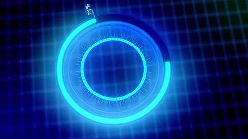 Circular Graph Animation transfer 0 to 100 Percentage. Futuristic interface of circle progress bar.