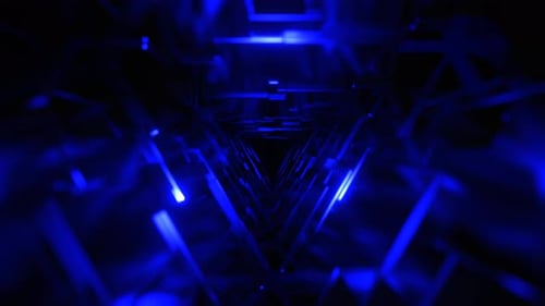 Red And Blue Fantasy Triangle Tunnel With Changing Lighting VJ Loop In 4K