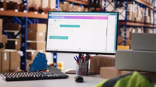 Leeres E-Commerce-Lagerdepot, das für den Versand von Frachtprodukten verwendet wird
