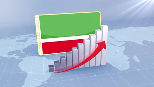 Animated 3D Bar Chart Showing Business Growth with Flag