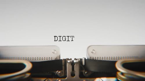 Old mechanical typewriter typing Digital Brain in a close-up view.