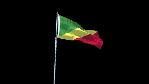 Waving Flag of Congo on Black Background