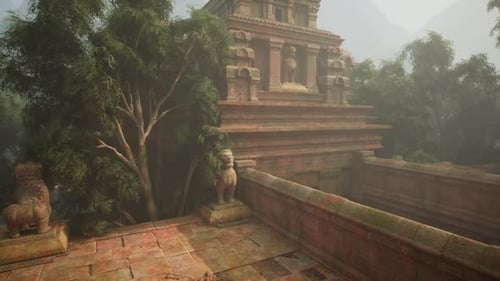 Maya-Tempel, umgeben von Wald