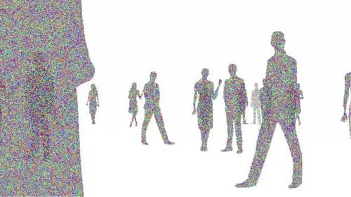 Animated Silhouettes of People with Colorful Glitch Effect
