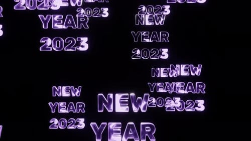 Neon Glowing New Year 2023 Kinetic Typography Text Animation