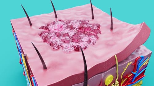 3D Animated Human Skin Cross-Section with Disease Spreading