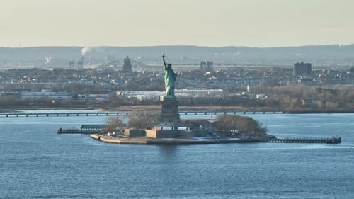 Aerial view of the Statue of Liberty