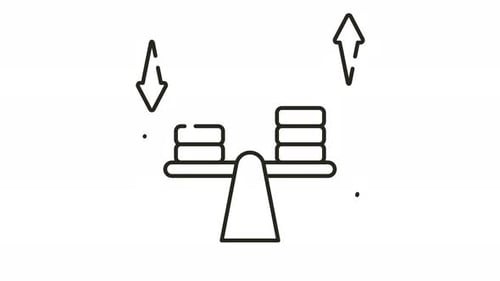 Animated Seesaw Balance with Stacks Line Icon