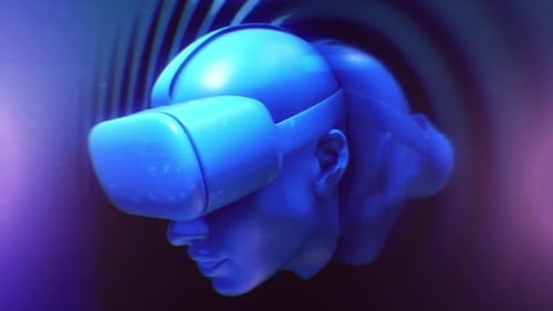 Futuristic Virtual Reality Headset Glitch Digital Animation