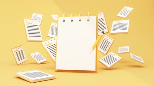 Minimalist 3D Animated Notebook with Writing Pencil Loop