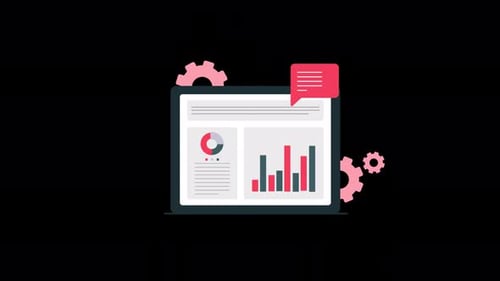 Modern Flat Design Business Data Analysis on Laptop