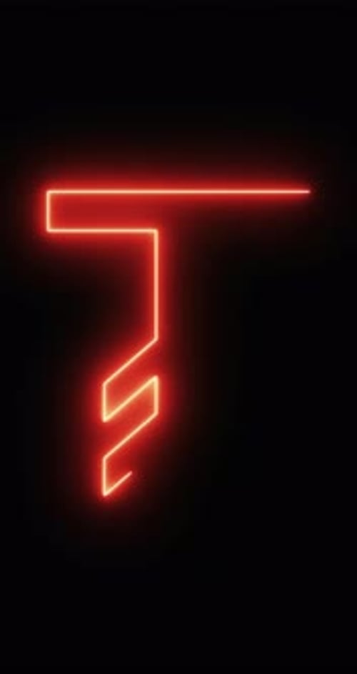 Mongolian Togrog Symbol in a neon light. Loop. 4K Vertical