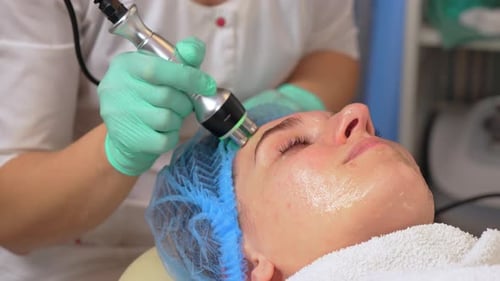 Professional Ultrasound Apparatus Procedure in Aesthetic Cosmetology Clinic