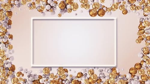 Minimal Luxury Frame Floating Golden Silver Spheres Soft Lighting Creating Elegant Festive
