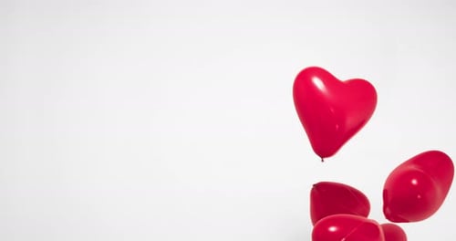 Red Heart Balloons Bouncing