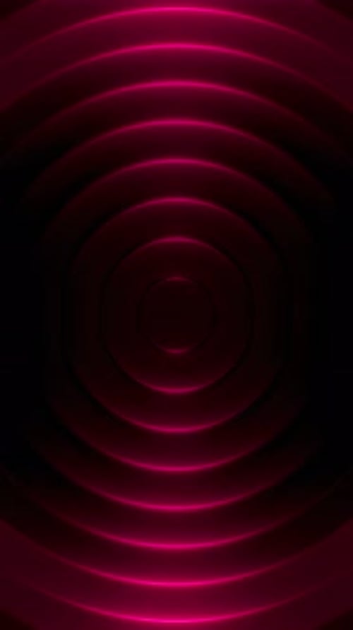 Red Pulsating Concentric Rings Vertical Forming Dark Abstract Tunnel. Looped 3D rendering