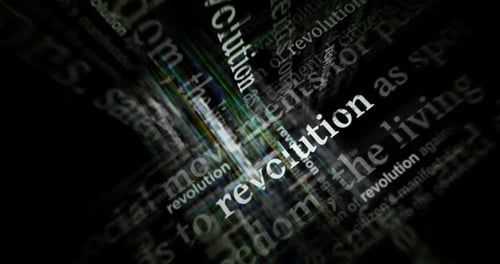 Dynamic Kinetic Typography of Revolution Words with Glitch Effects