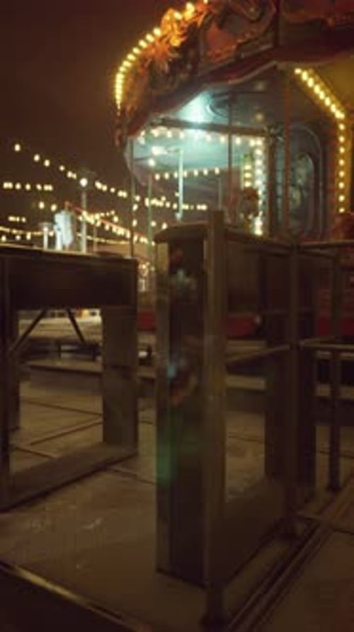 Nighttime MerryGoRound With Background Carousel