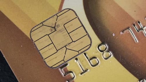 The Credit Card Rotates Close Up