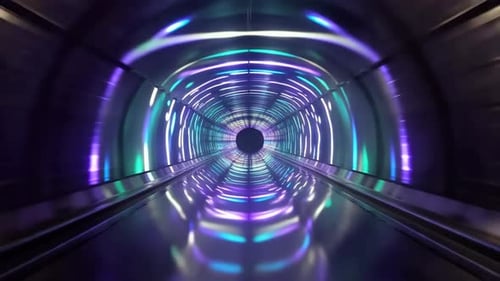 Abstract SciFi Neon Light Corridor Animation