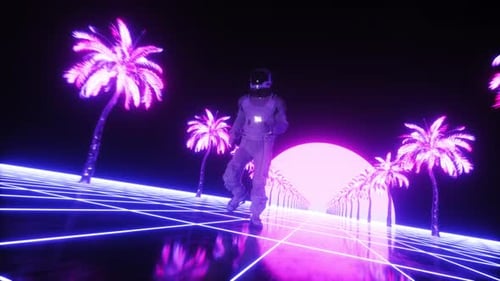 Toile de fond Synthwave futuriste pour astronautes