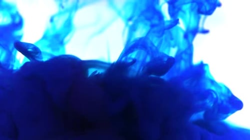 Swirling Blue Dye Cloud in Water, Abstract
