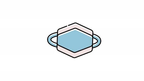 Animated Medical Face Mask Rotation Line Art Icon
