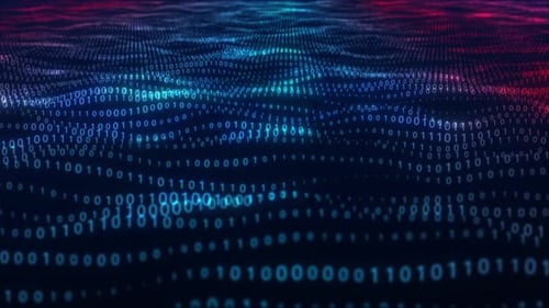 Fondo de onda de código binario. Animación de onda de código binario digital, onda digital de números binarios