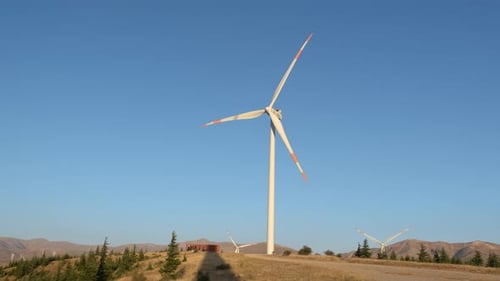 Wind Turbines Generating Clean Energy on Hillside