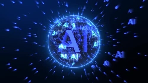 Futuristic Artificial Intelligence Global Network Loop