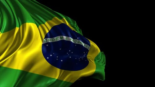 Realistic Waving Brazilian Flag with Alpha Channel