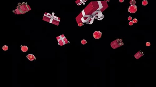 Falling Christmas Gifts and Ornaments Animation