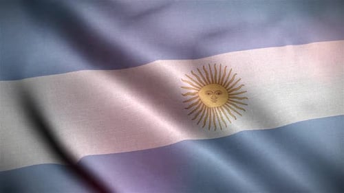 Argentina Flag Waving Loop Animation with Cinematic Light Flares