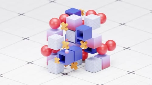 Animación abstracta de bucle en forma de cubo con cuadrícula 3D