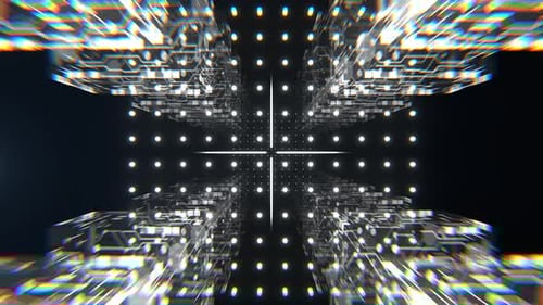 White Fantastic Neon Cyber Techno Frame Background VJ Loop In 4K