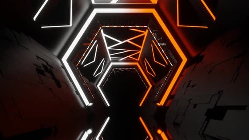 White And Orange Futuristic Sci-Fi Corridor Background Vj Loop In HD