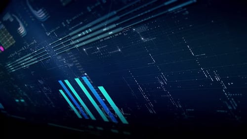 Futuristic Digital Data Interface Bar Chart Animation