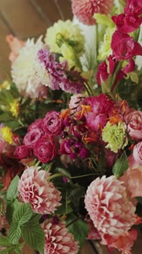 Colorful and fresh flower arrangement centerpiece