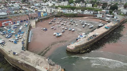 Paignton harbour Devon UK drone aerial view