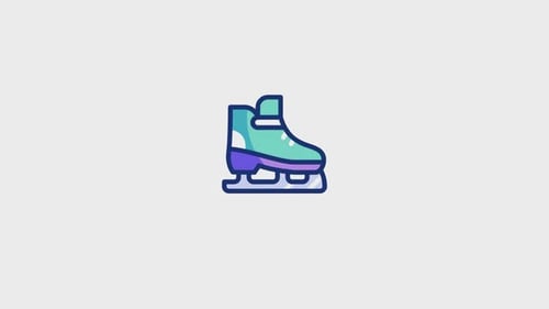 Animated Ice Skate Icon in Flat Design Style