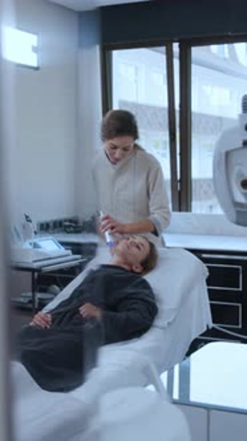 An Aesthetic Treatment Session in a Modern Clinic Focused on Beauty and Wellbeing for Clients